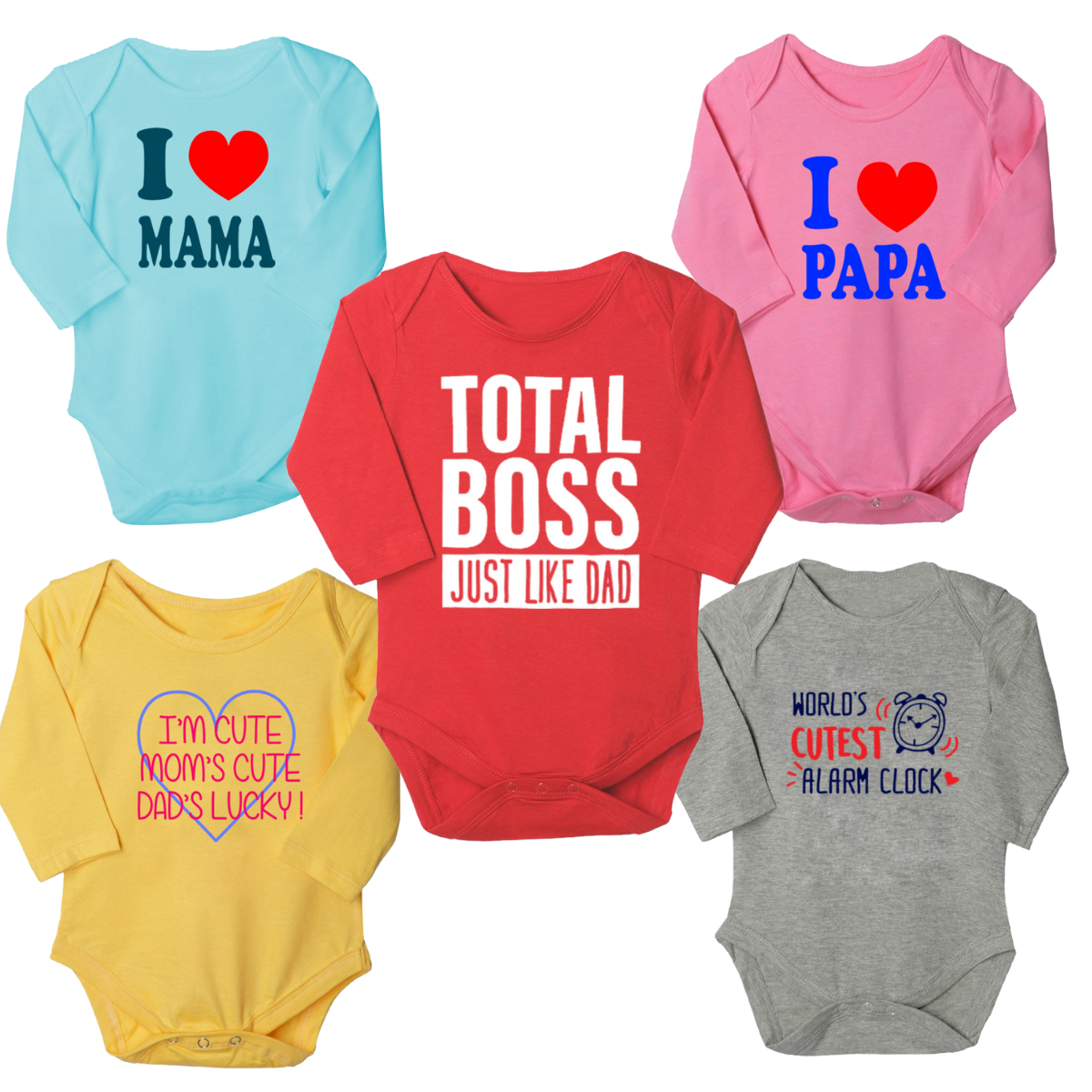 Babies Assorted Romper Full Sleeve - Pack of 5