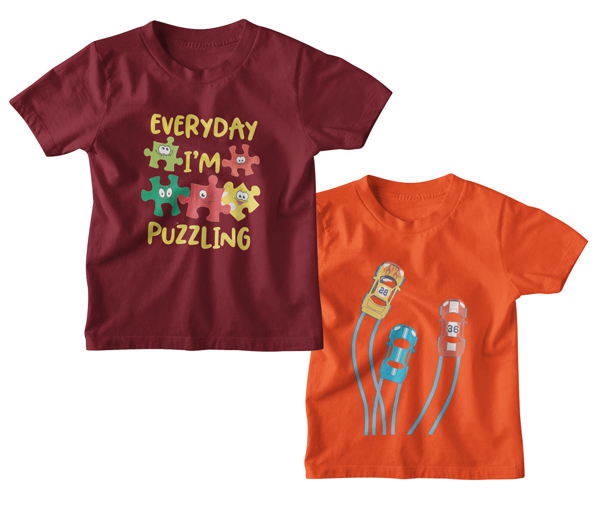Boys Graphic Printed Half Sleeve Round Neck T-Shirt - Pack of 2-BRNECK-HS-PO2-009