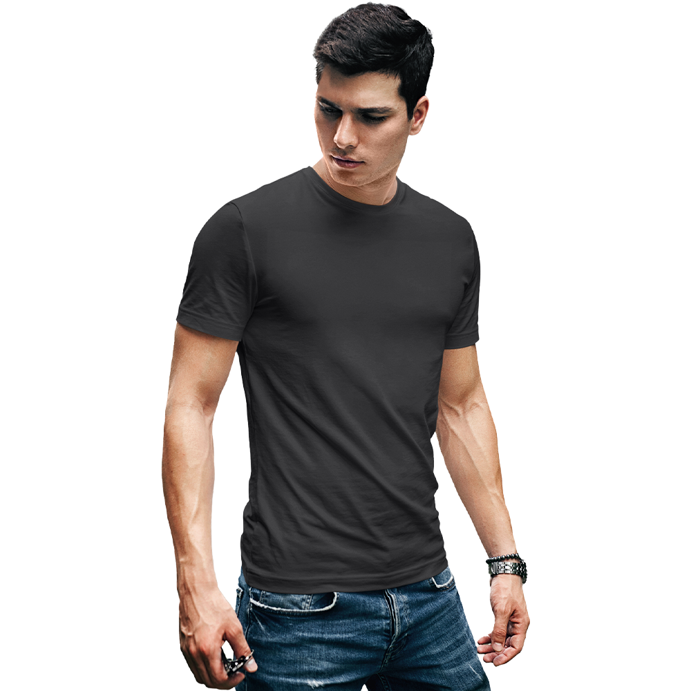 Mens Round Neck Half Sleeve Tshirt-BLACK-MEN-RN-HS-004