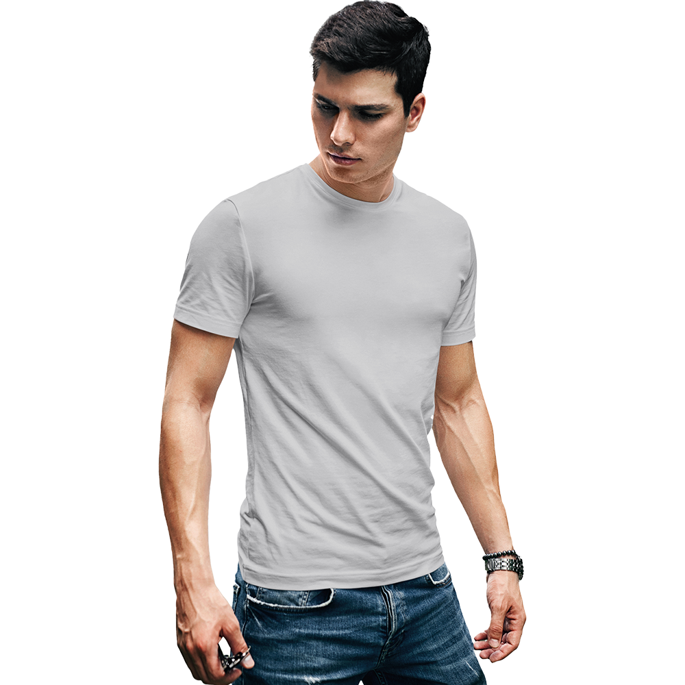 Mens Round Neck Half Sleeve Tshirt-GREYMELANGE-MEN-RN-HS-009
