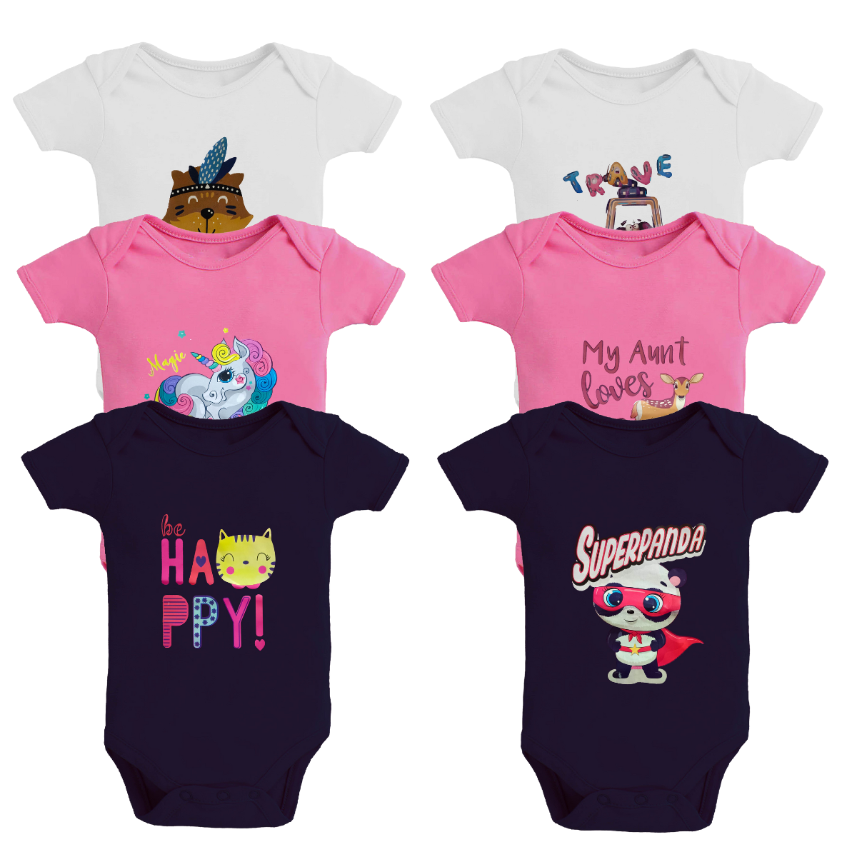 Babies Assorted Romper Half sleeve - Pack of 5
