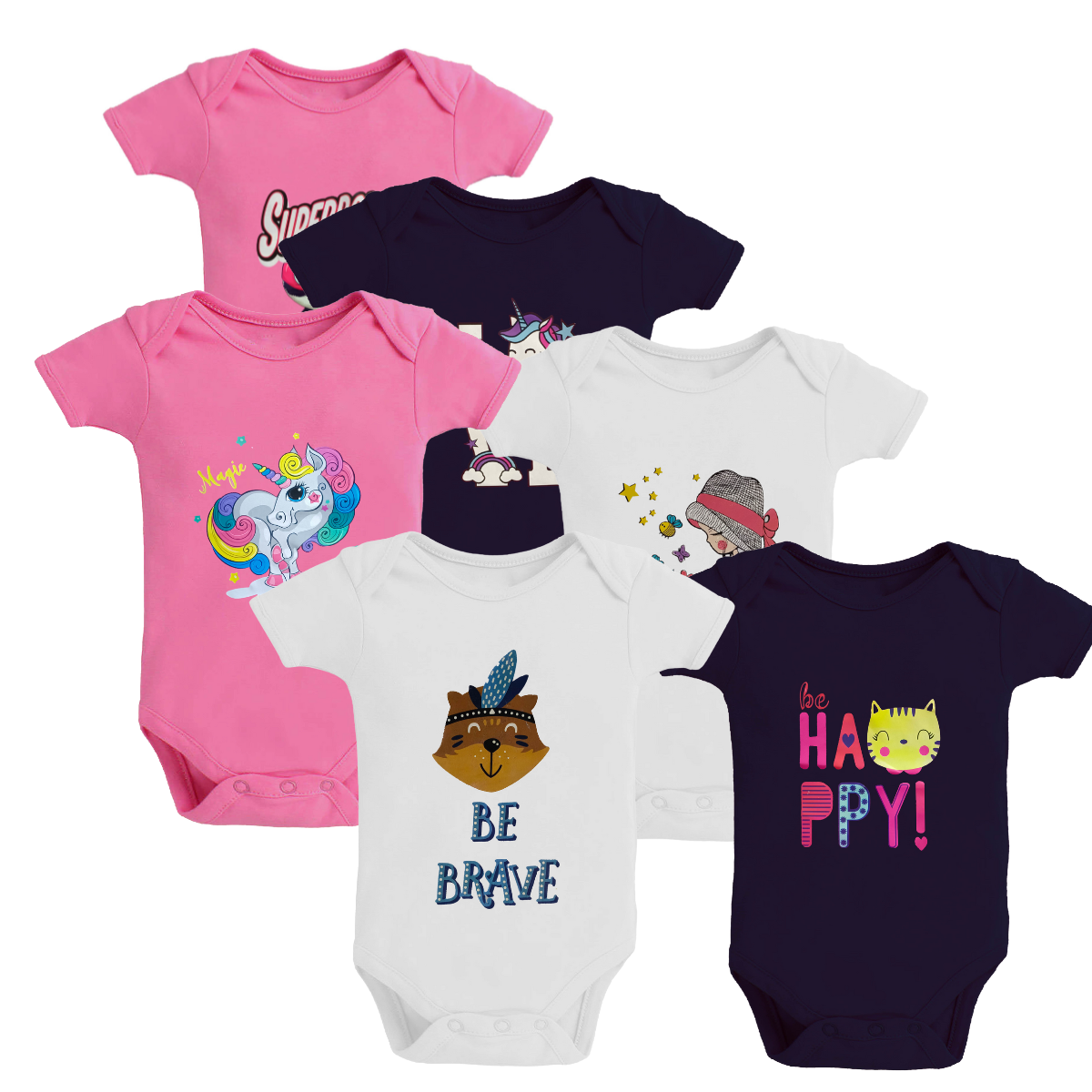 Babies Assorted Romper Half sleeve - Pack of 5