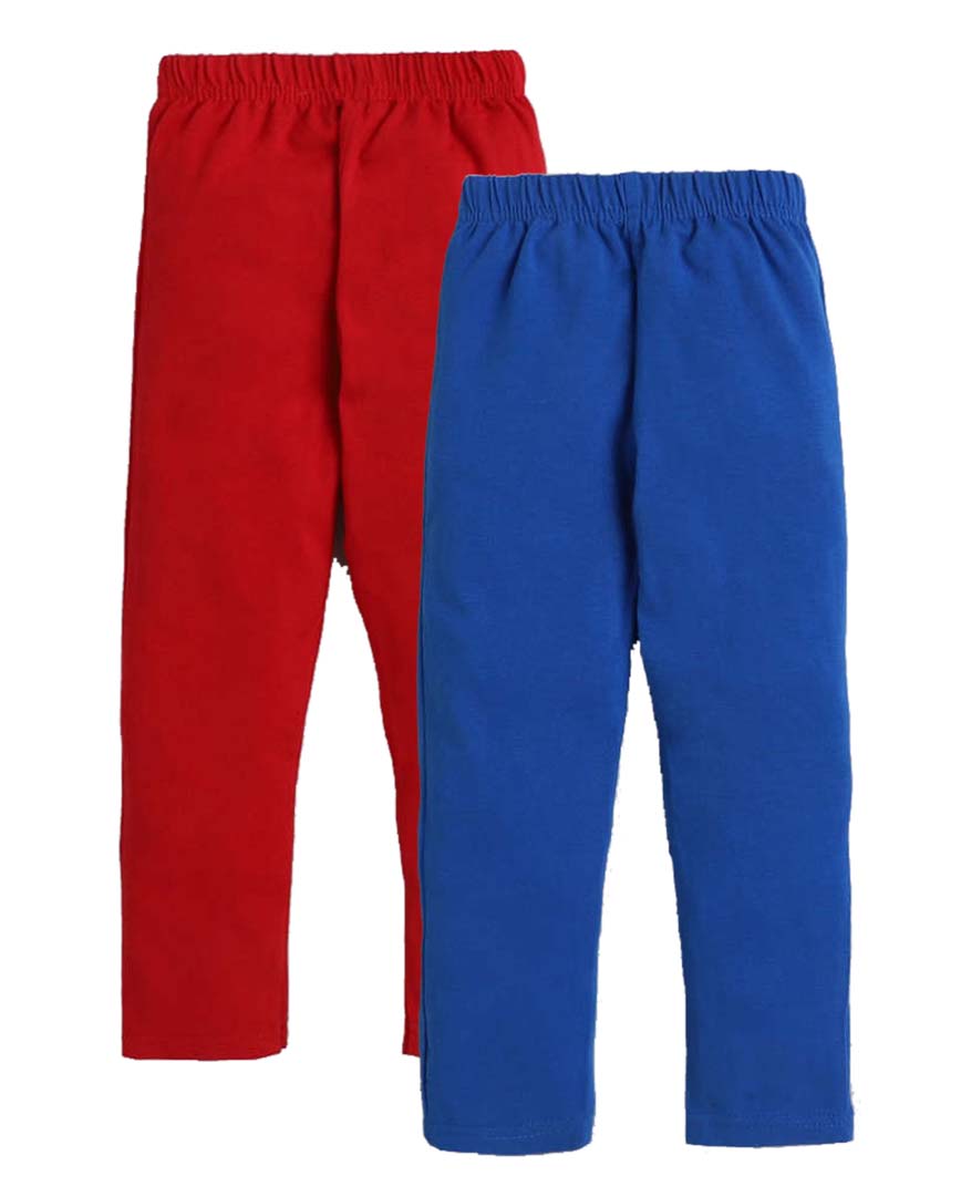 Girls Cotton Plain Assorted Pack of 2 Leggings-2LEG-128