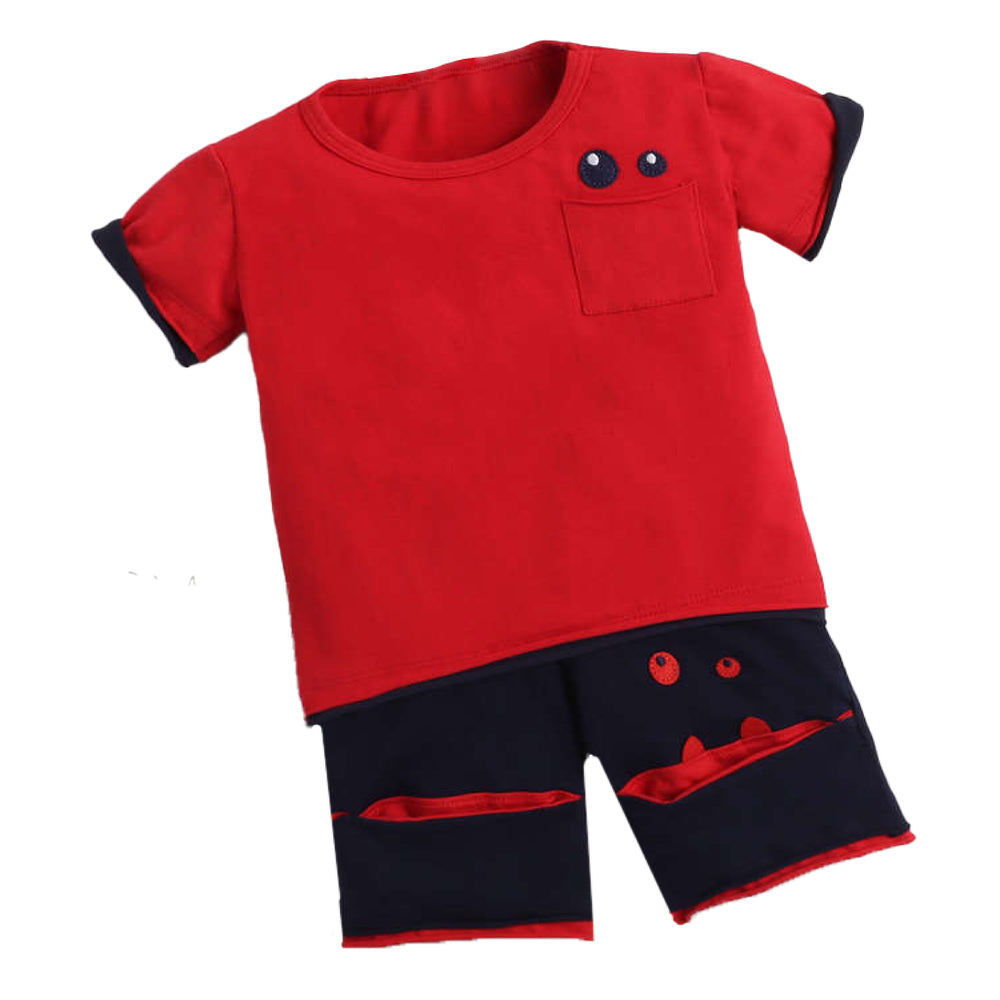 Boys Red Navy Shorts Set-BOYS-SHRTSET