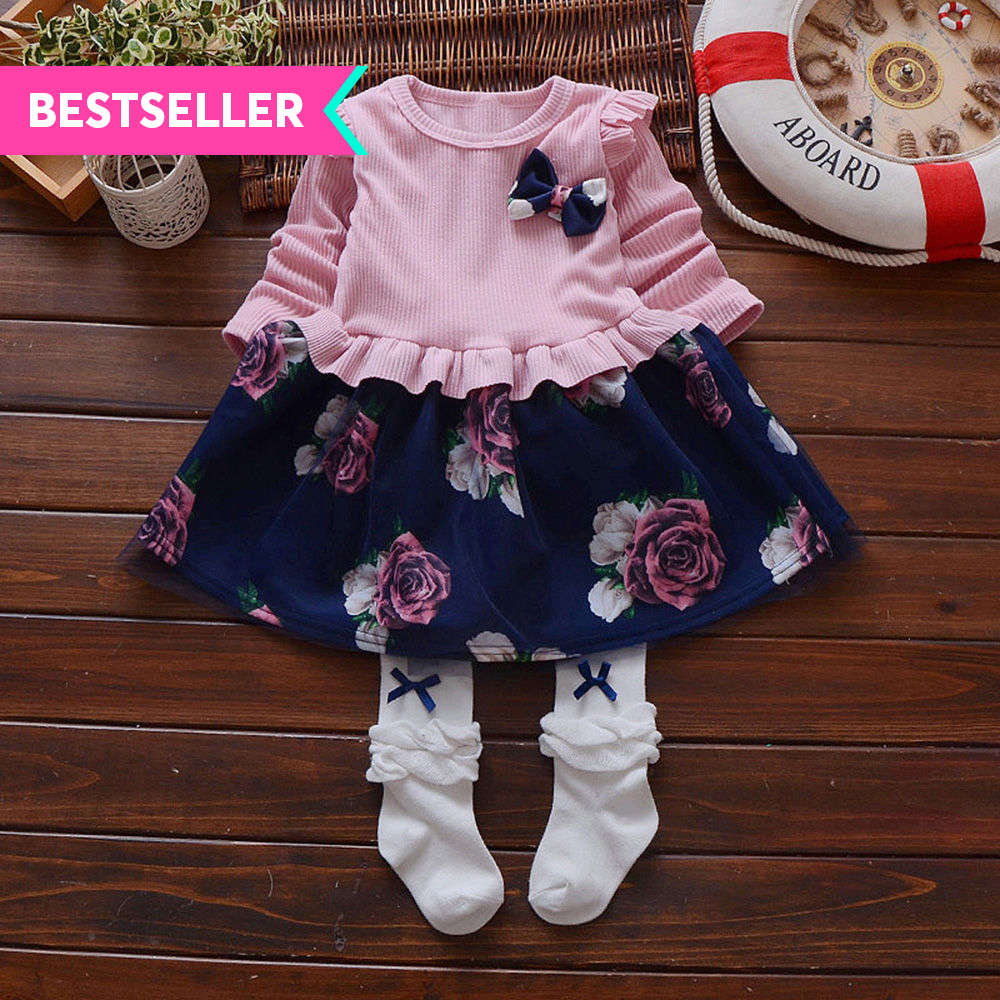 Girls Full Sleeve Dress|GRLS-DRS-PINK