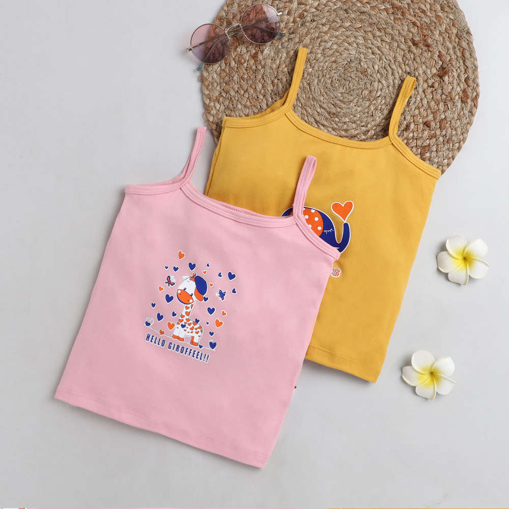Twinklers Camisole For Girls (Multicolor, Pack of 2) | GRLS-SLIPS-PO2-211