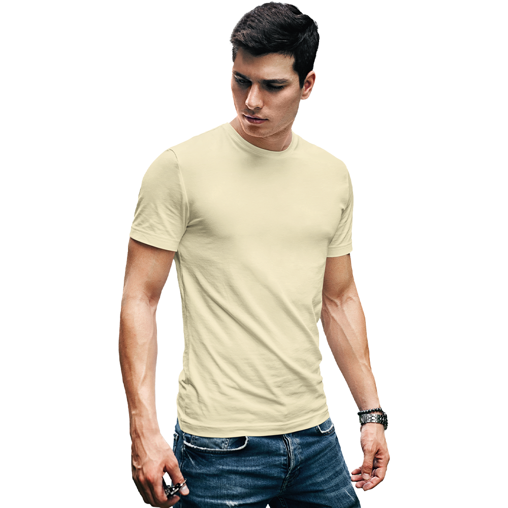 Mens Round Neck Half Sleeve Tshirt-CREAM-MEN-RN-HS-001