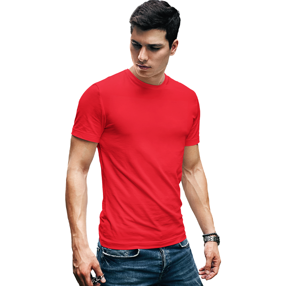 Mens Round Neck Half Sleeve Tshirt-RED-MEN-RN-HS-003