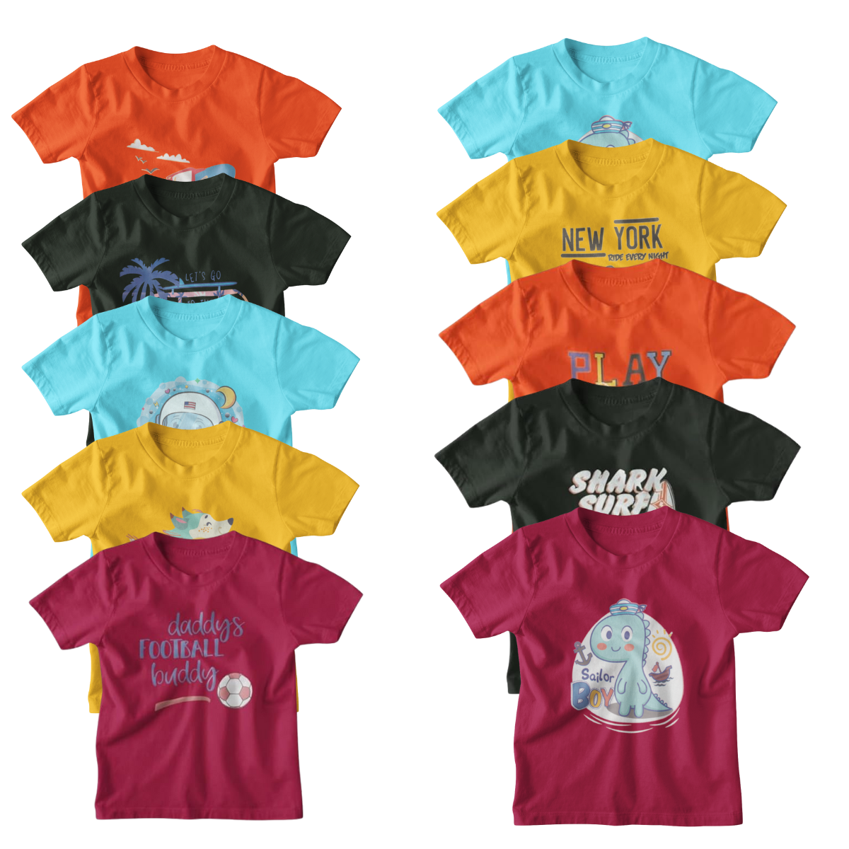 Boys Assorted Half Sleeve T-Shirts- Pack of 10