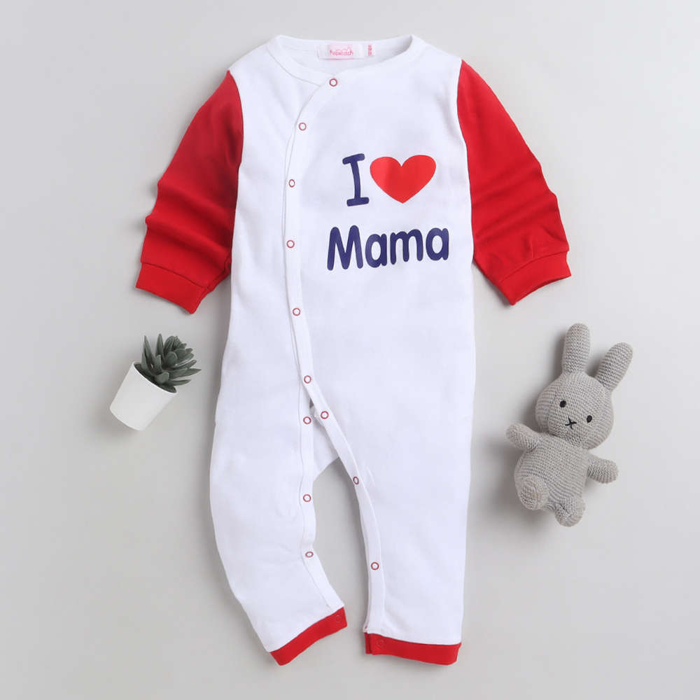 Babies Printeed Full Romper white with Red | BBY-FL-RMPR-RED